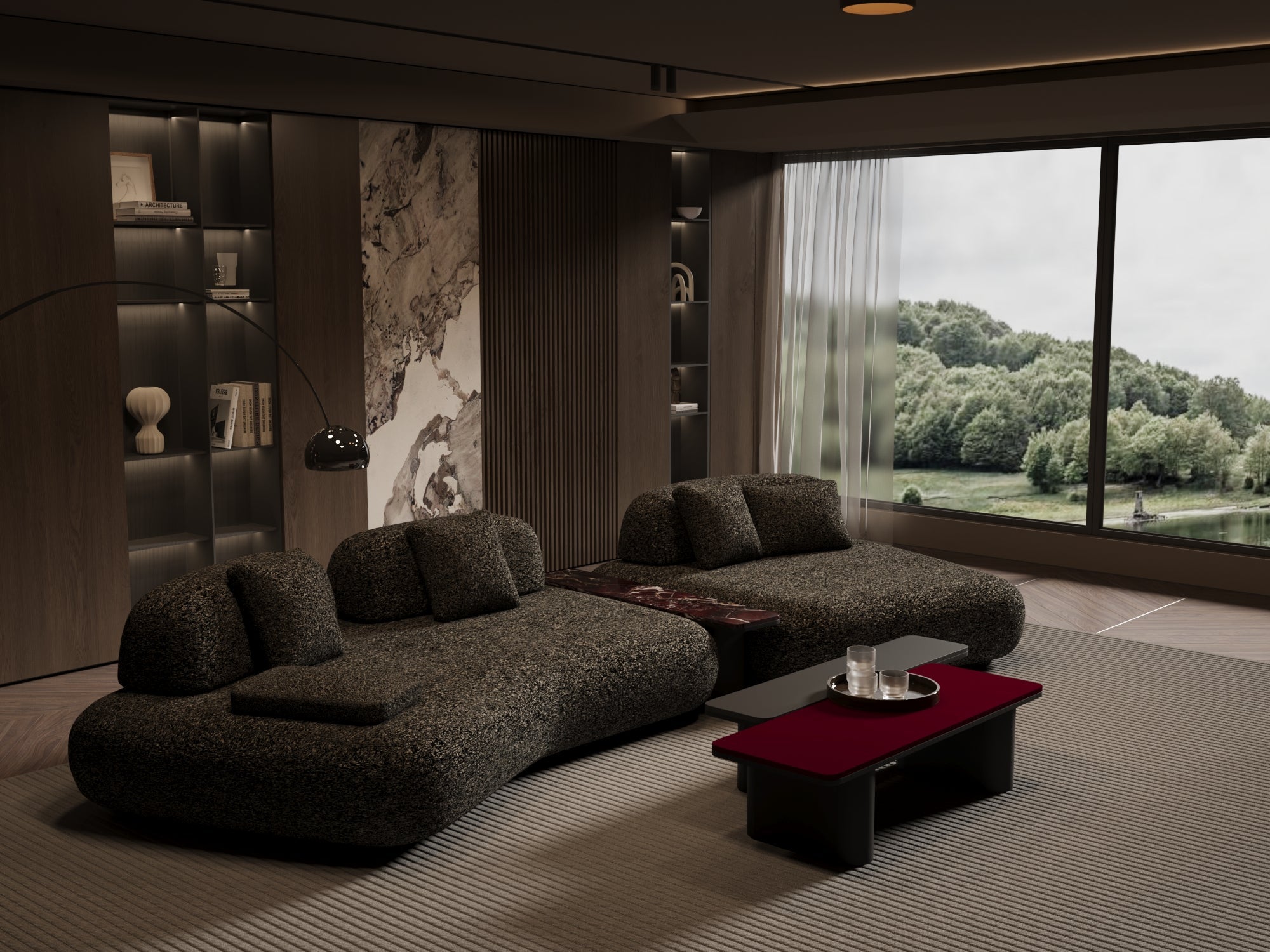 Ruby 3'lü L Sehpalı - Siyah