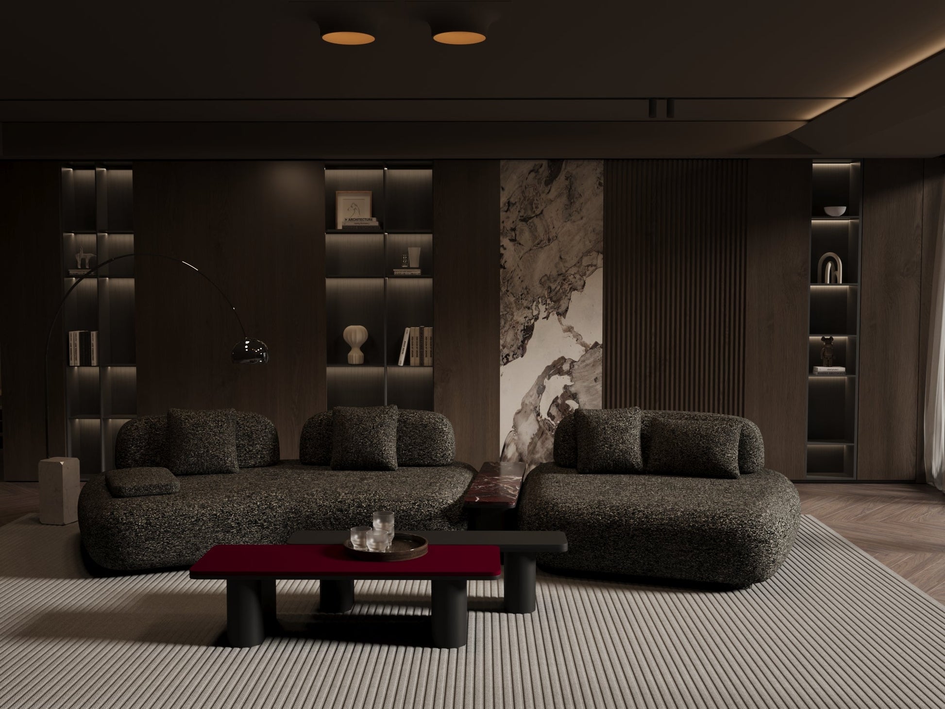 Ruby 3'lü L Sehpalı - Siyah