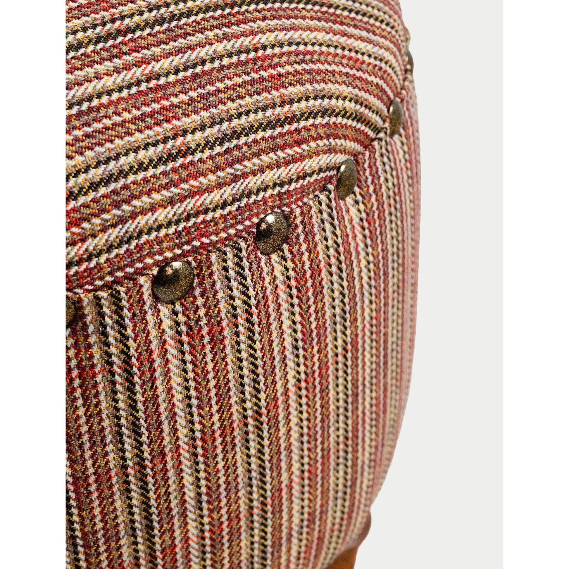 Saga Nostajik Ekose Ahşap Ayaklı Puf