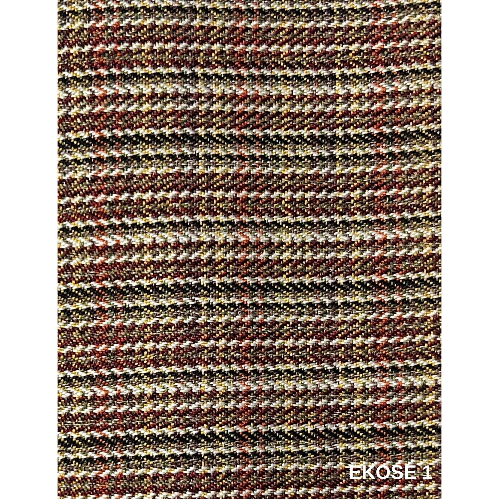 Saga Nostajik Ekose Ahşap Ayaklı Puf