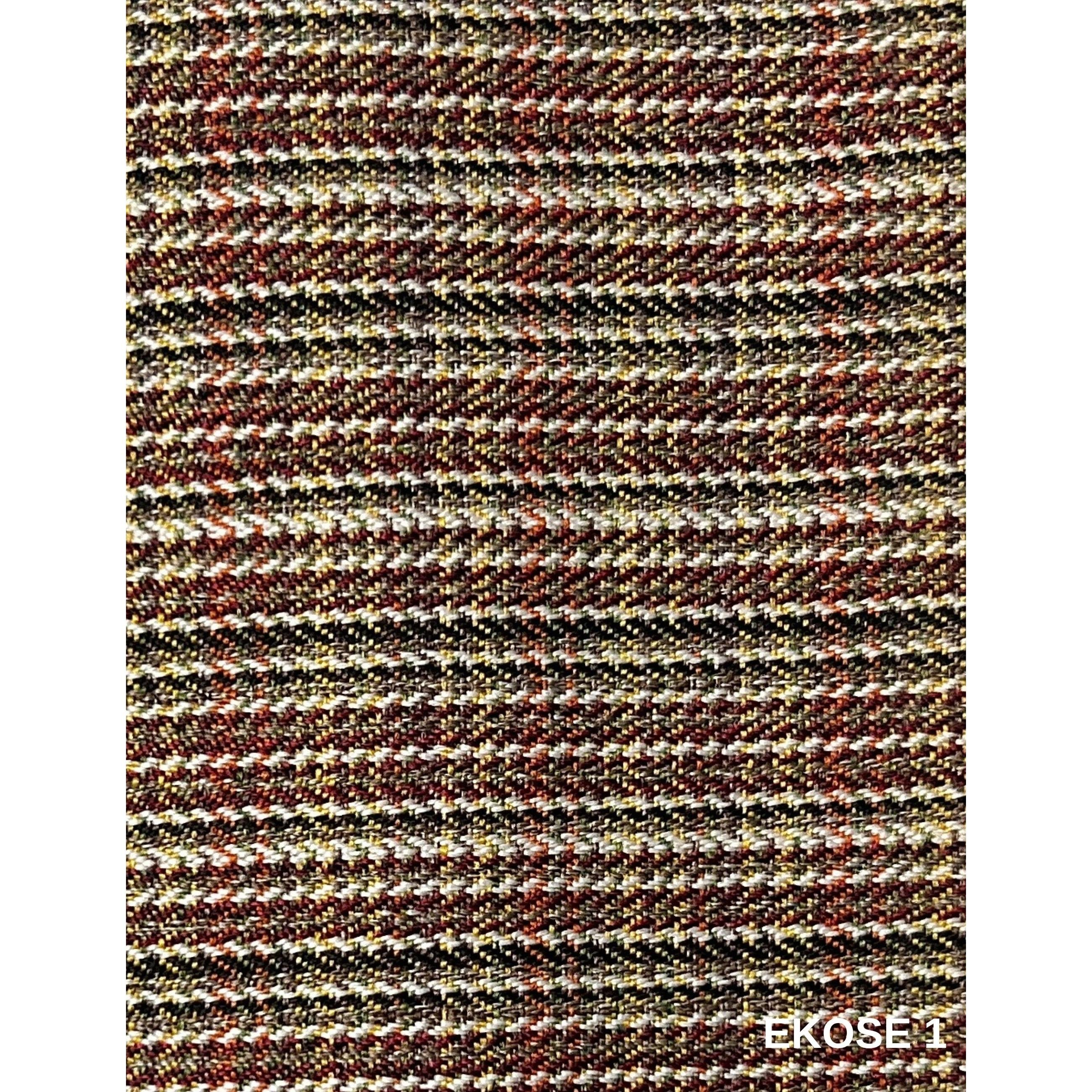 Saga Nostajik Ekose Ahşap Ayaklı Puf