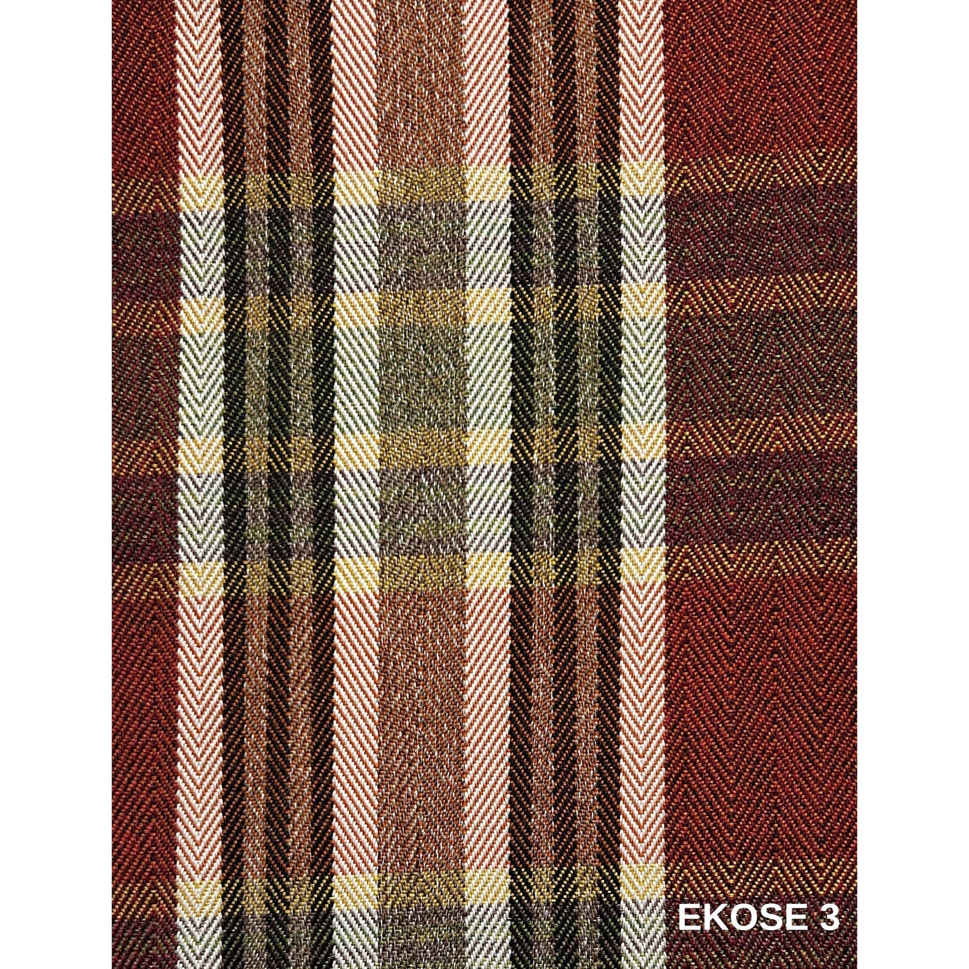 Saga Nostajik Ekose Ahşap Ayaklı Puf