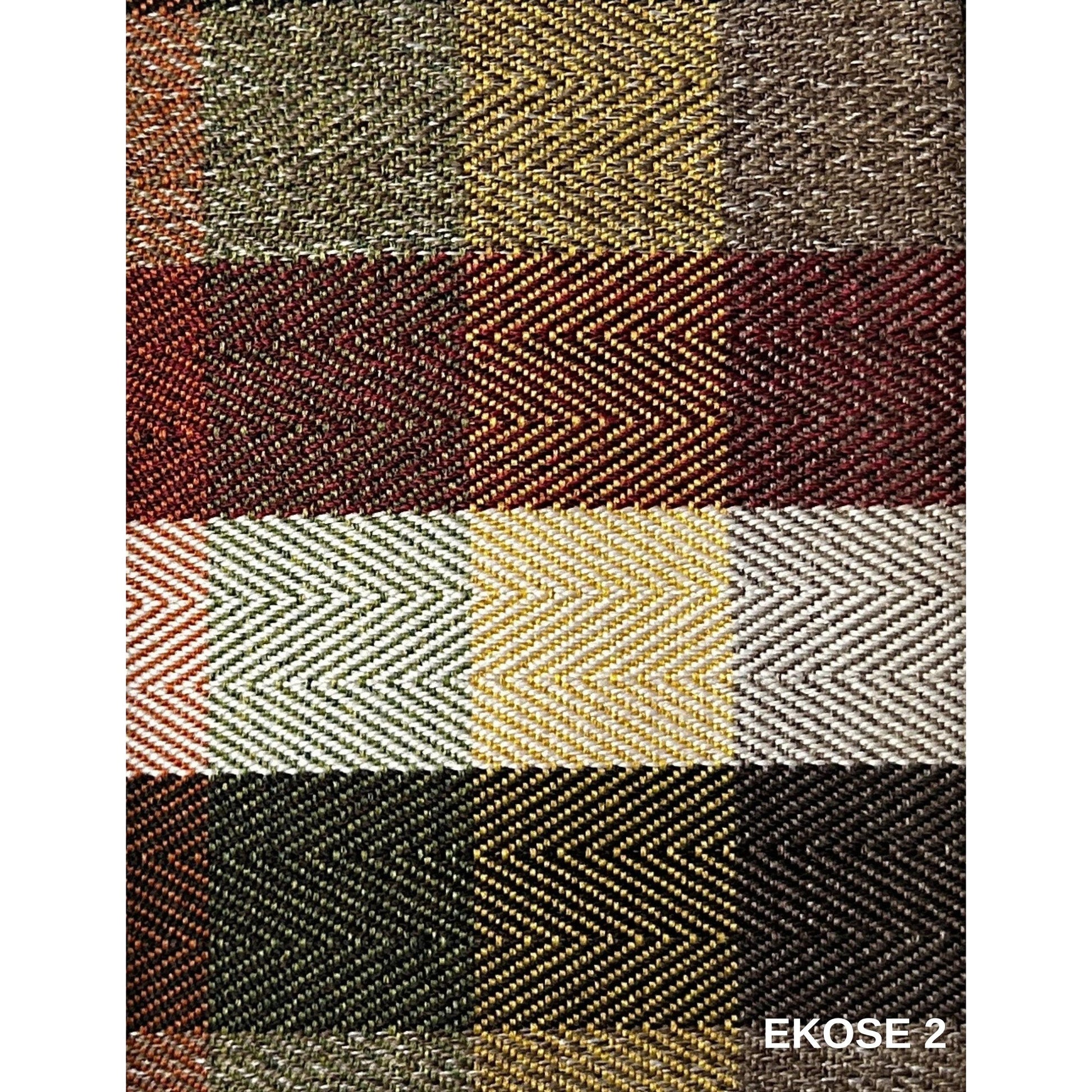 Saga Nostajik Ekose Ahşap Ayaklı Puf