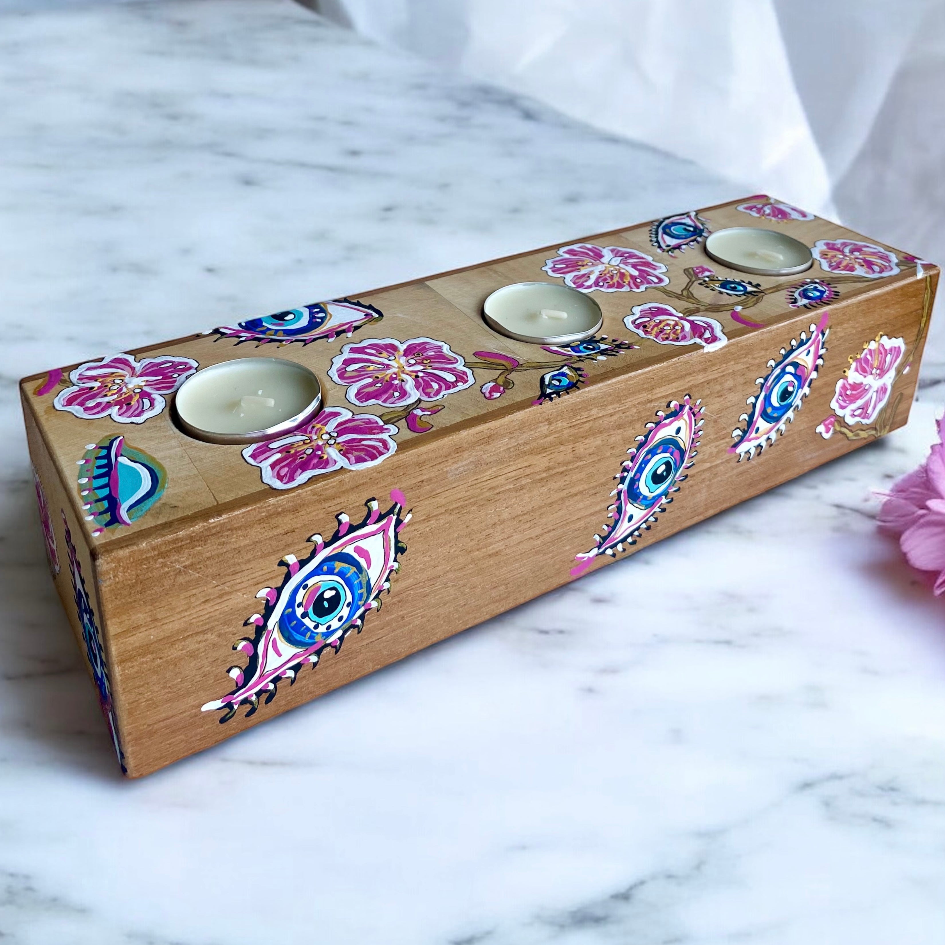 Sakura Eyes Üçlü Tealight Mumluk