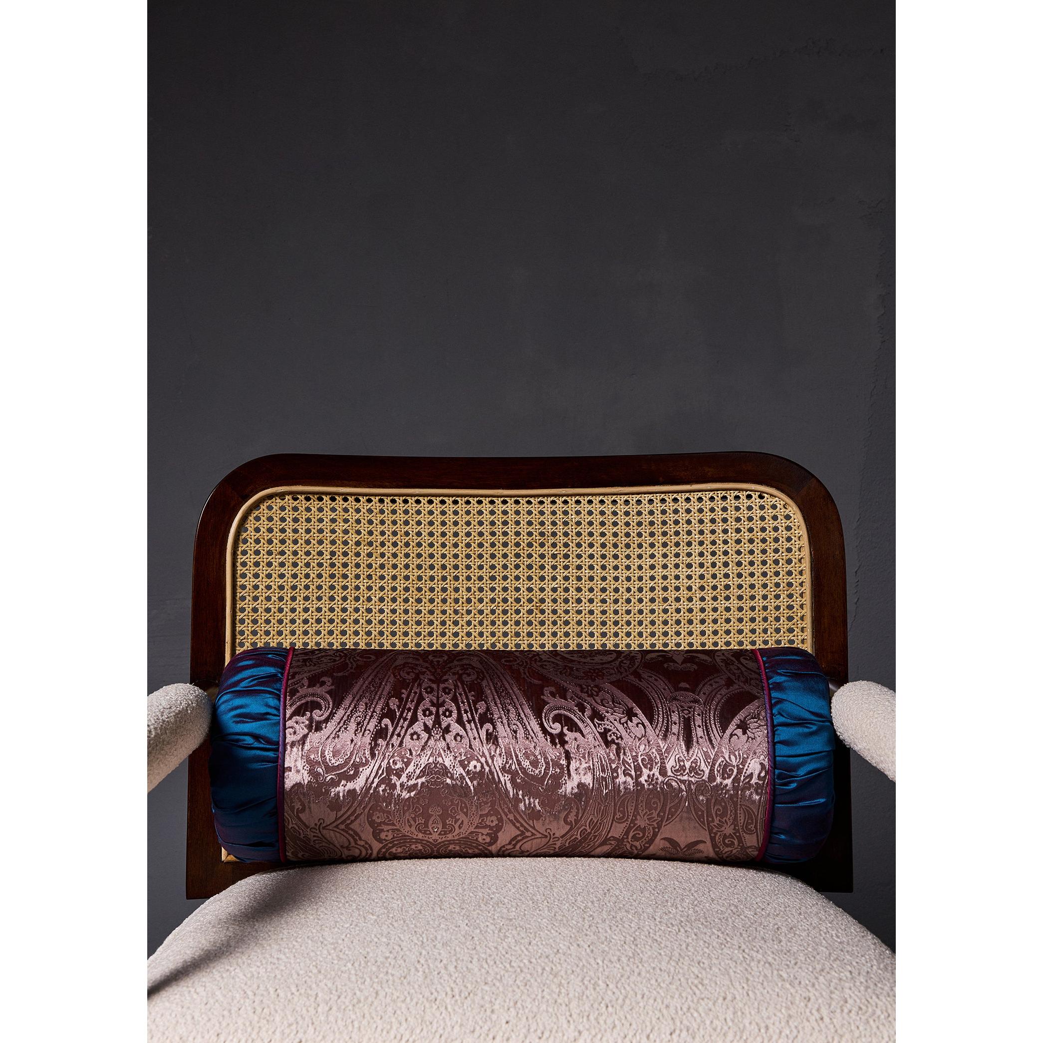 Şal Desenli Mürdüm İpek Kadife Balin Kırlent