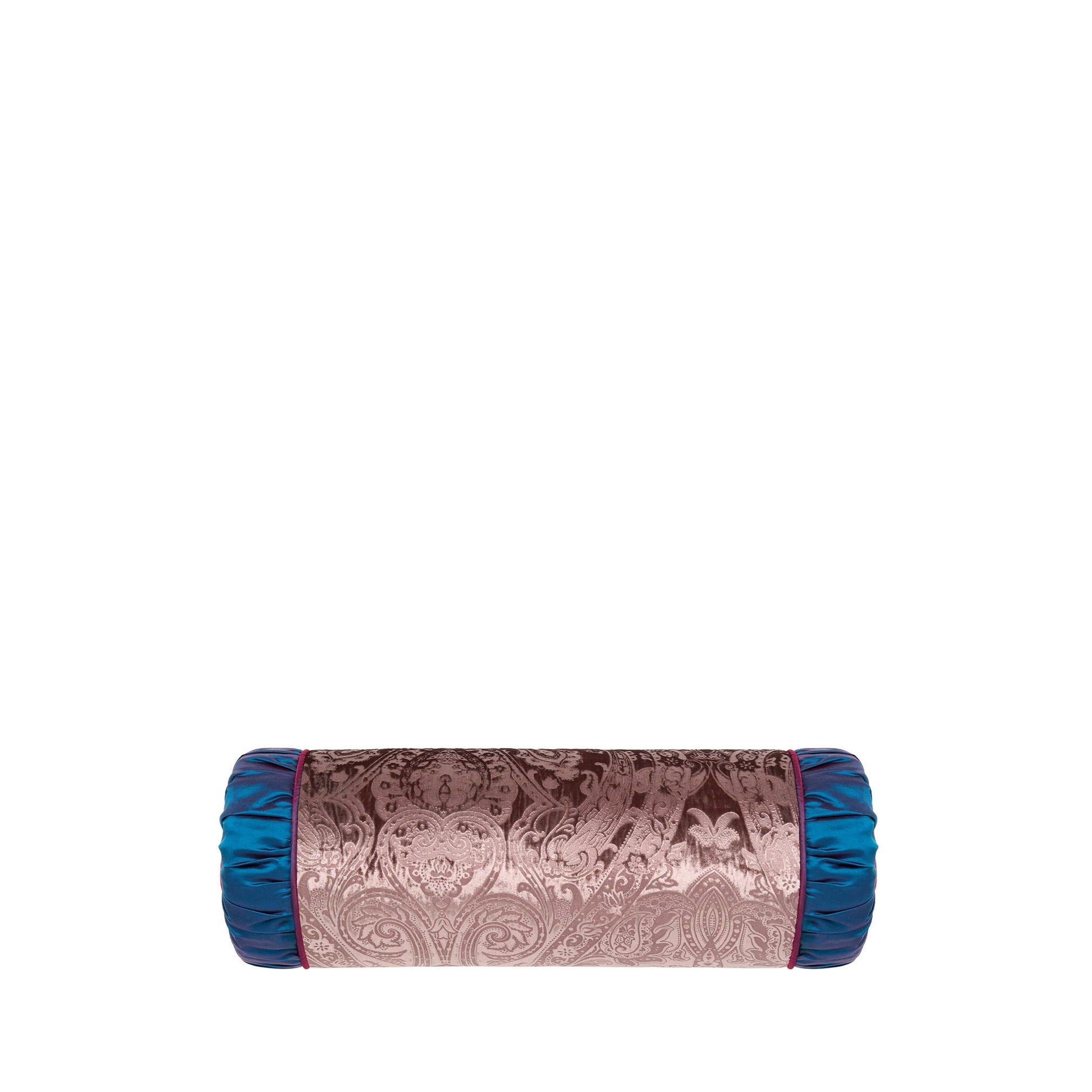 Şal Desenli Mürdüm İpek Kadife Balin Kırlent