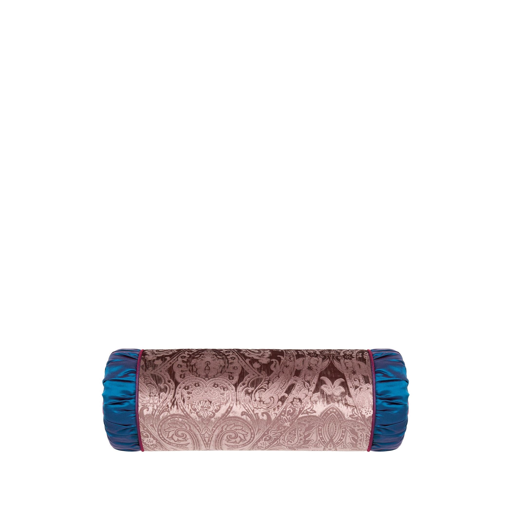 Şal Desenli Mürdüm İpek Kadife Balin Kırlent