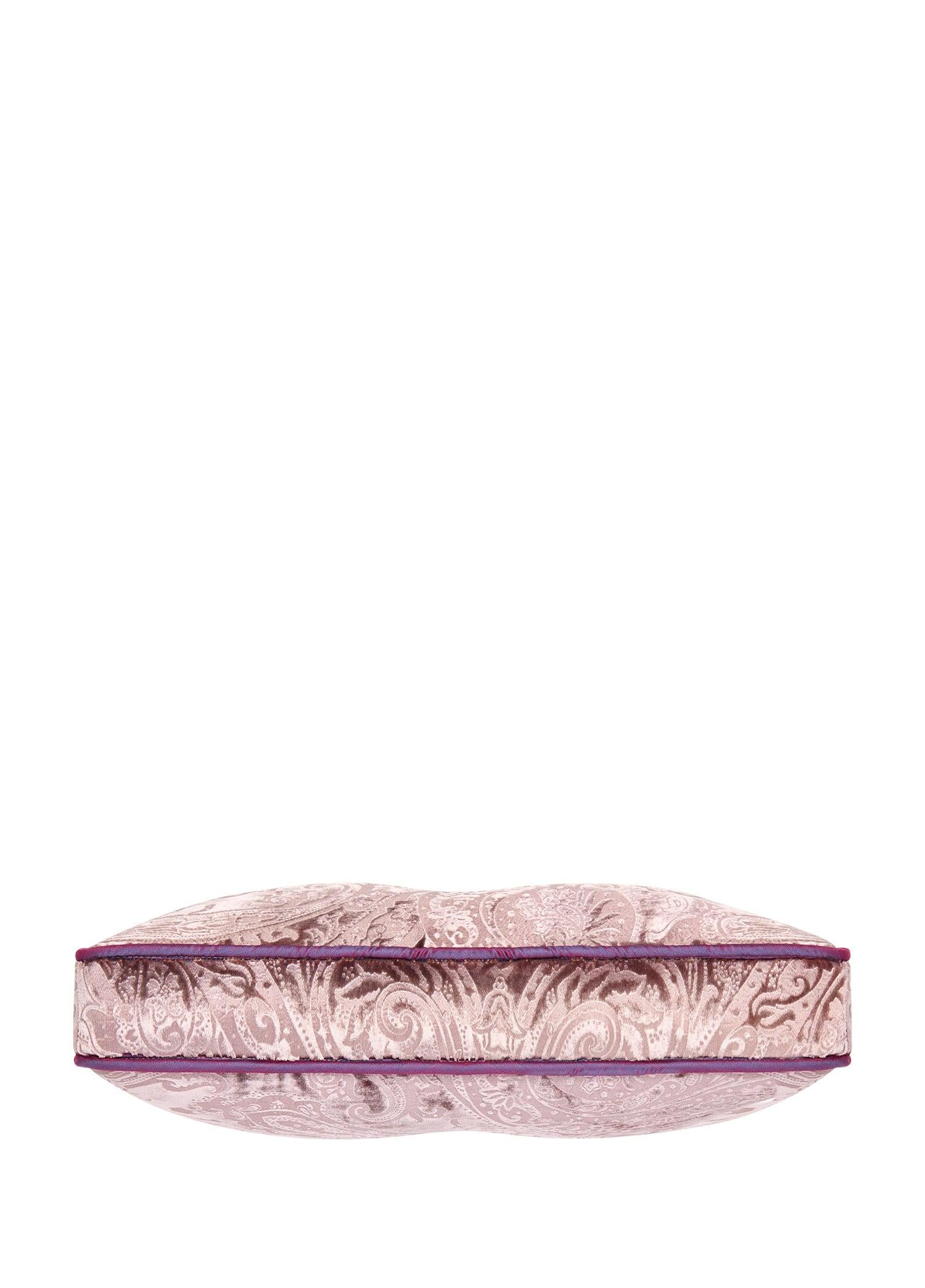 Şal Desenli Mürdüm İpek Kadife Kare Kırlent