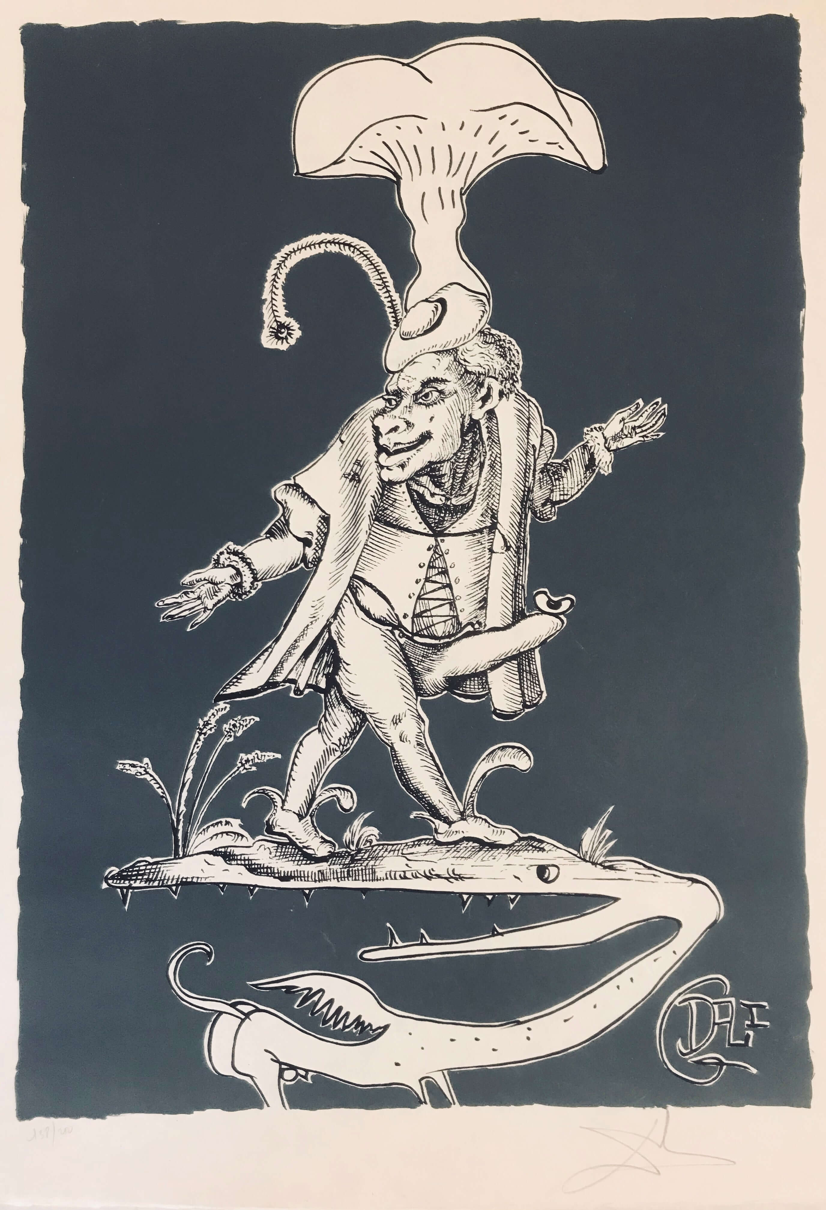 Salvador Dalí - Dişli Anka Kuşu Üzerinde Mantar Figürü fine art baskı