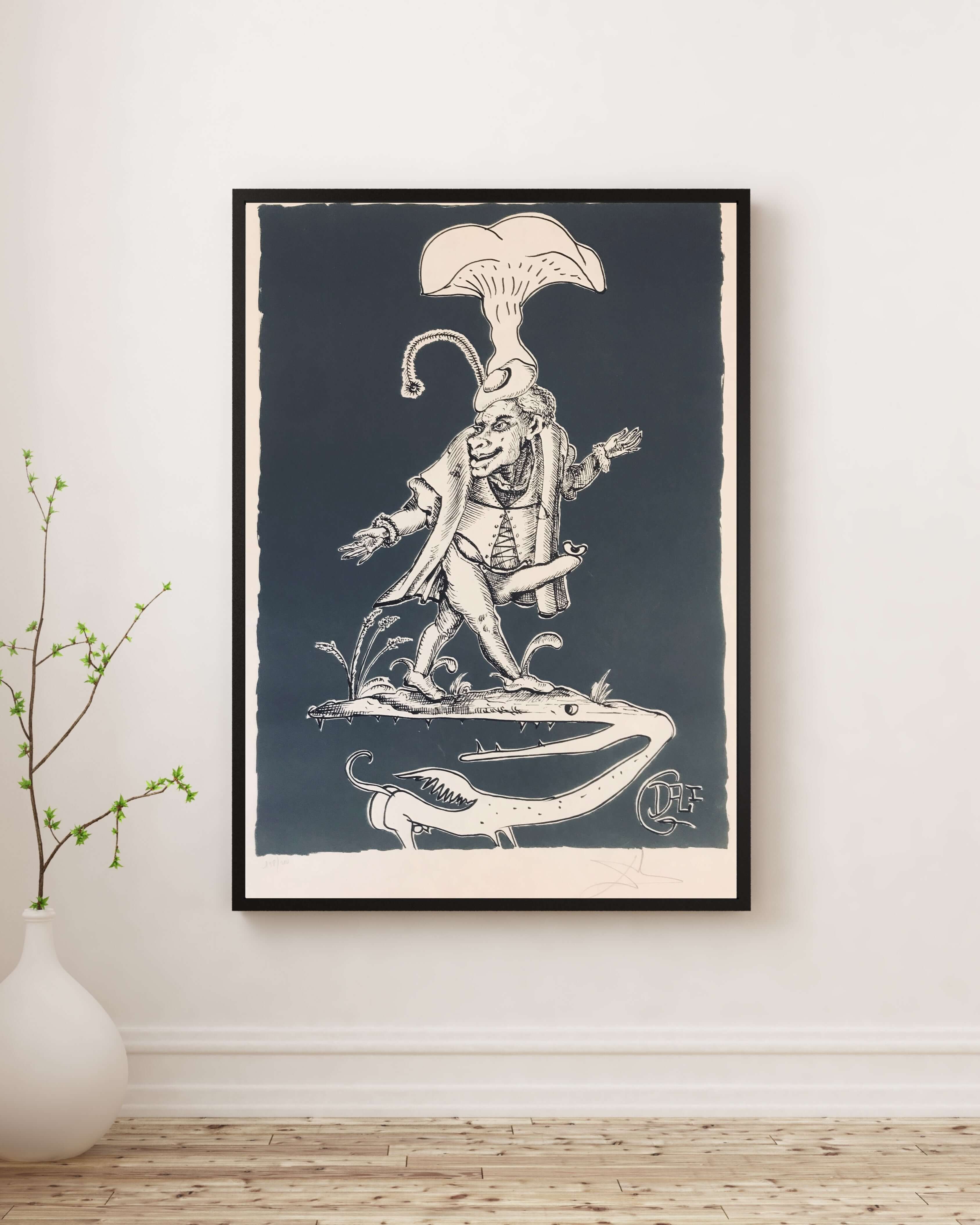 Salvador Dalí - Dişli Anka Kuşu Üzerinde Mantar Figürü fine art baskı