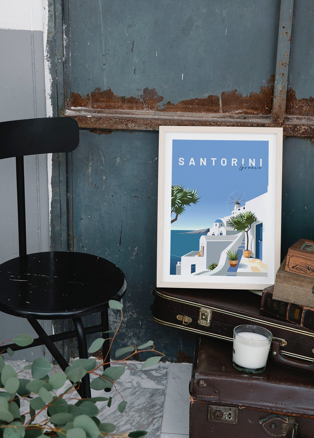 Santorini | Şehir Posteri-Tablo-ODA.products-30x40-Beyaz-NowShopFun