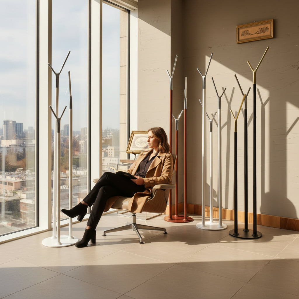 Saye Beyaz Modern Metal Portmanto Ayaklı Askılık-ASKILIK-Nihat Evcim-NowShopFun