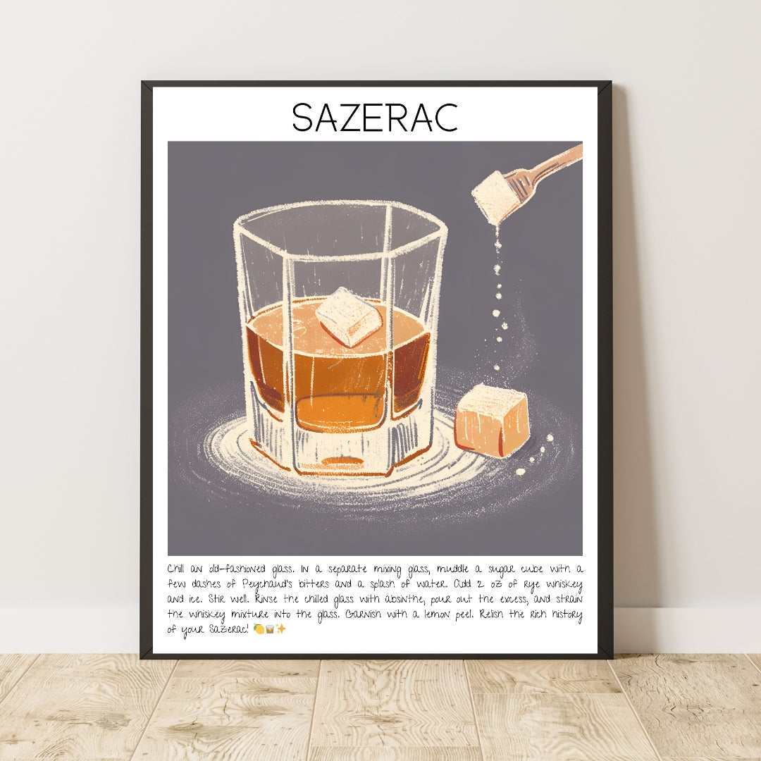 Sazerac Cocktail Art Print Tasarım Poster-Tablo-Muff Atelier-21x30cm-NowShopFun