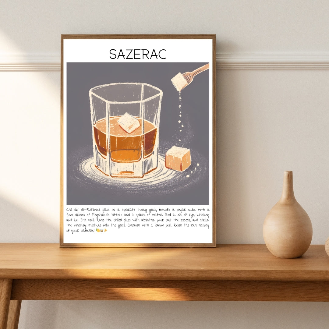 Sazerac Cocktail Art Print Tasarım Poster-Tablo-Muff Atelier-21x30cm-NowShopFun