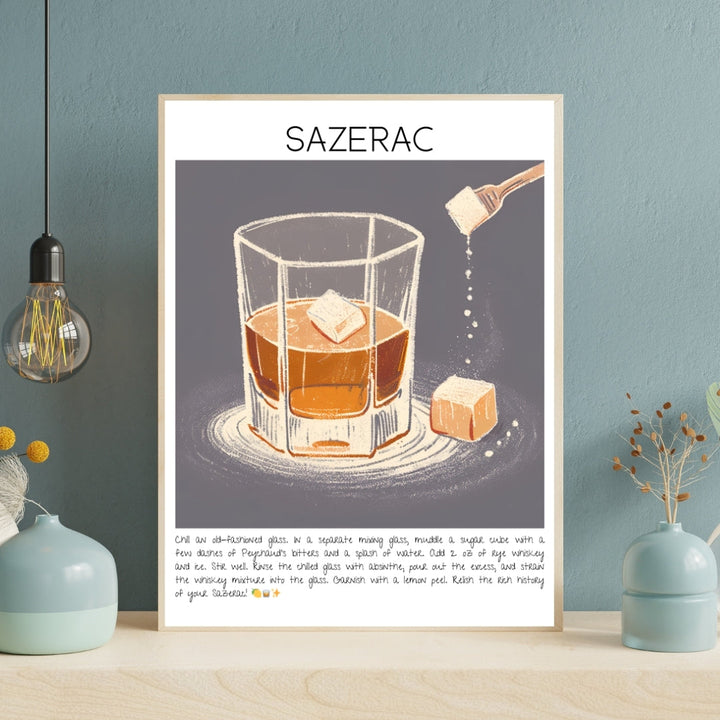 Sazerac Cocktail Art Print Tasarım Poster-Tablo-Muff Atelier-21x30cm-NowShopFun