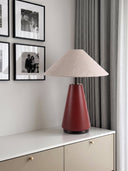 Scandi Kırmızı Ahşap Abajur-Abajur-Pinot Interior-NowShopFun