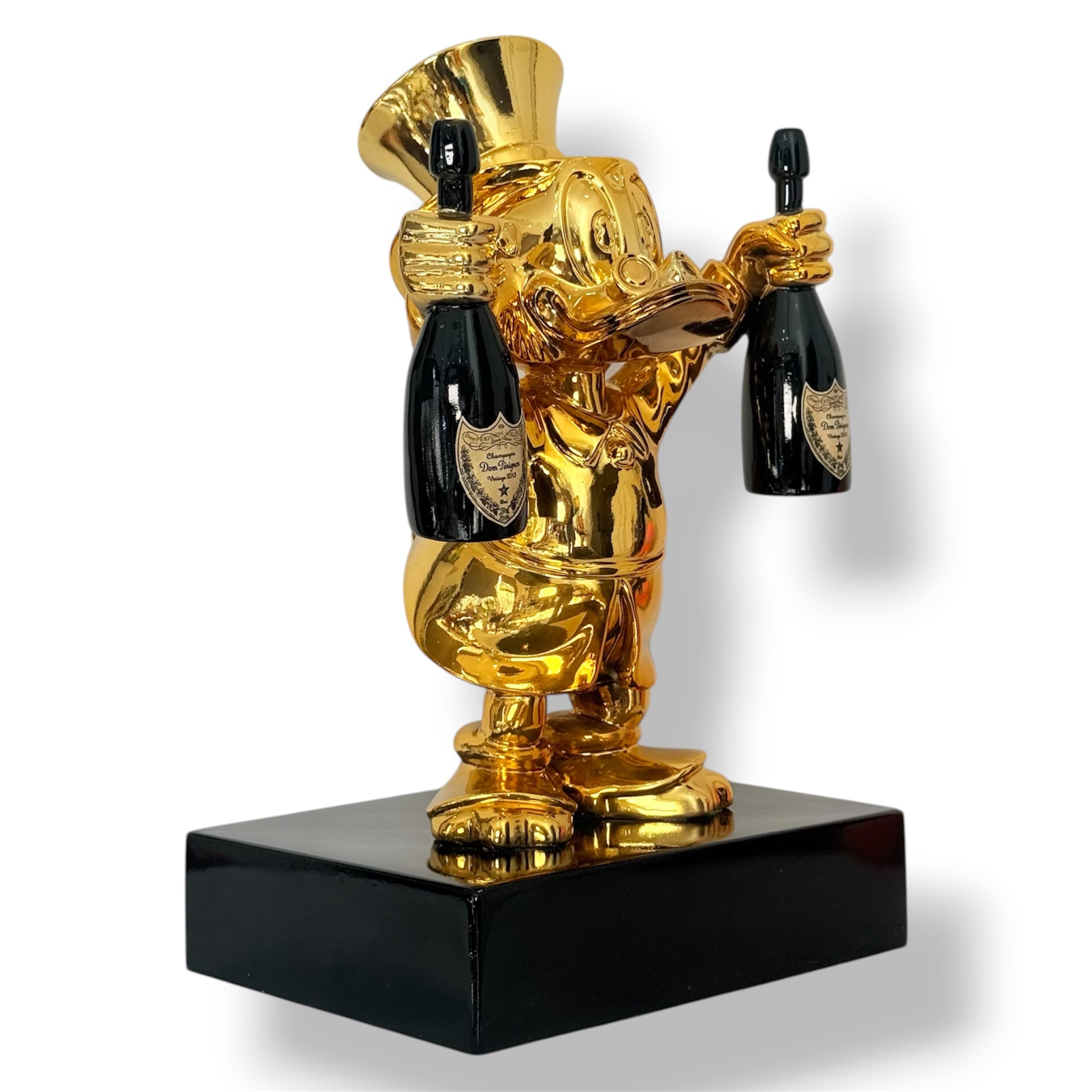 Scrooge Mcduck Şampanya Heykeli | Altın Krom Tasarım