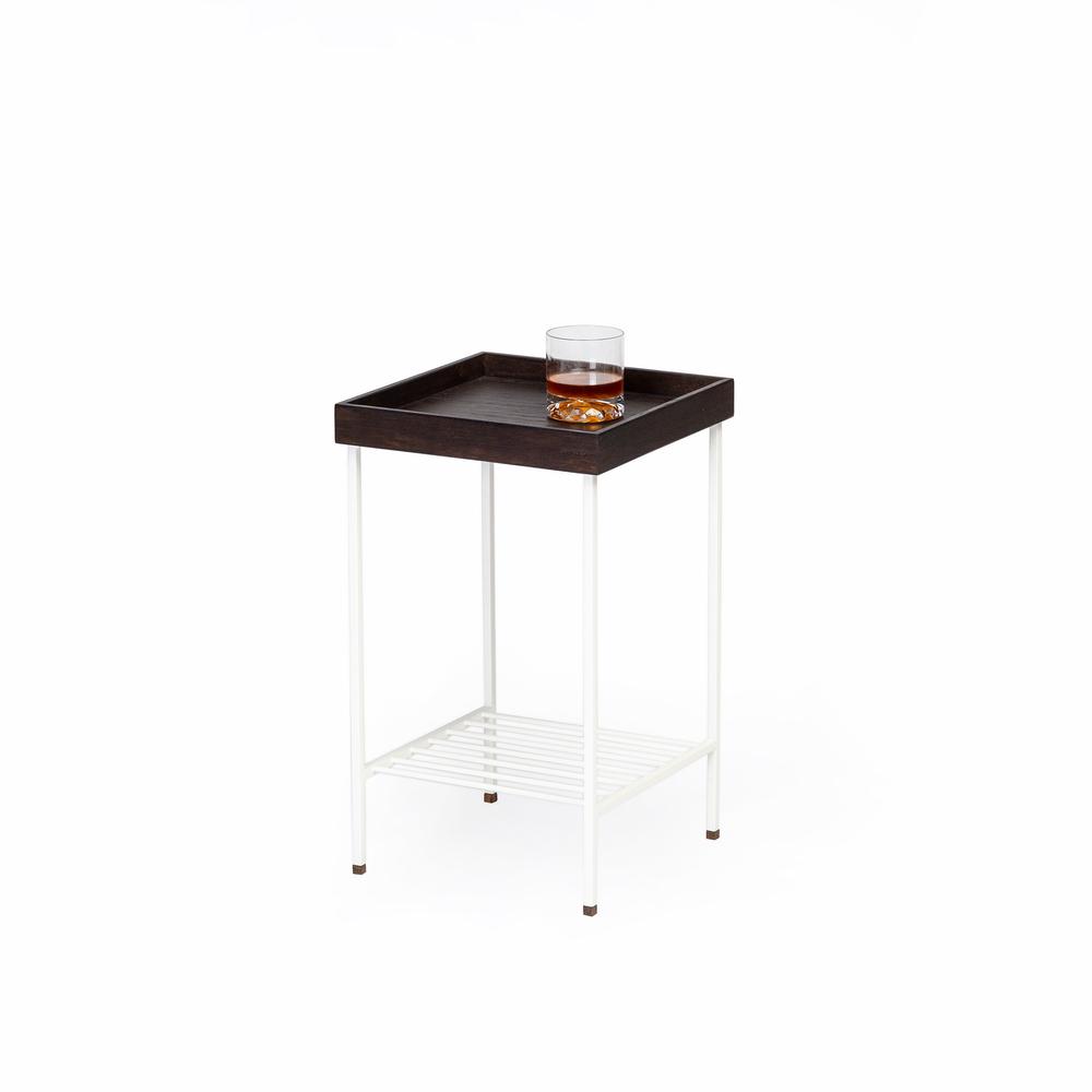 EDGE Saksılık / Yan Sehpa, Meşe Kare Sarı Tablalı, Metal Ayaklı, Orta Boy