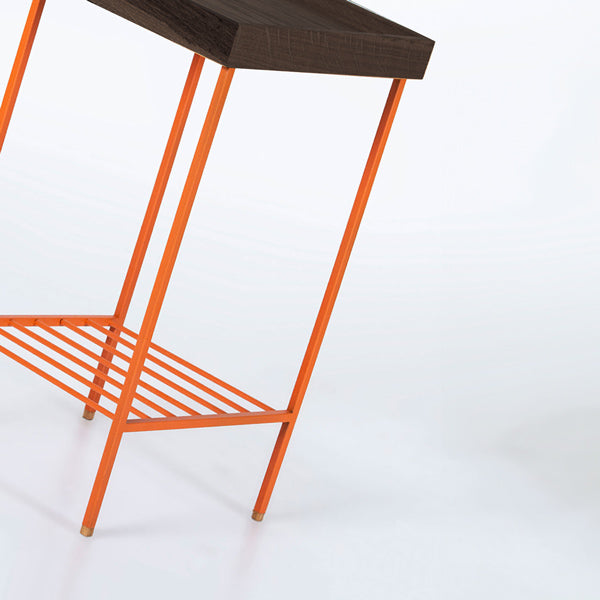 EDGE Saksılık / Yan Sehpa, Meşe Kare Sarı Tablalı, Metal Ayaklı, Orta Boy