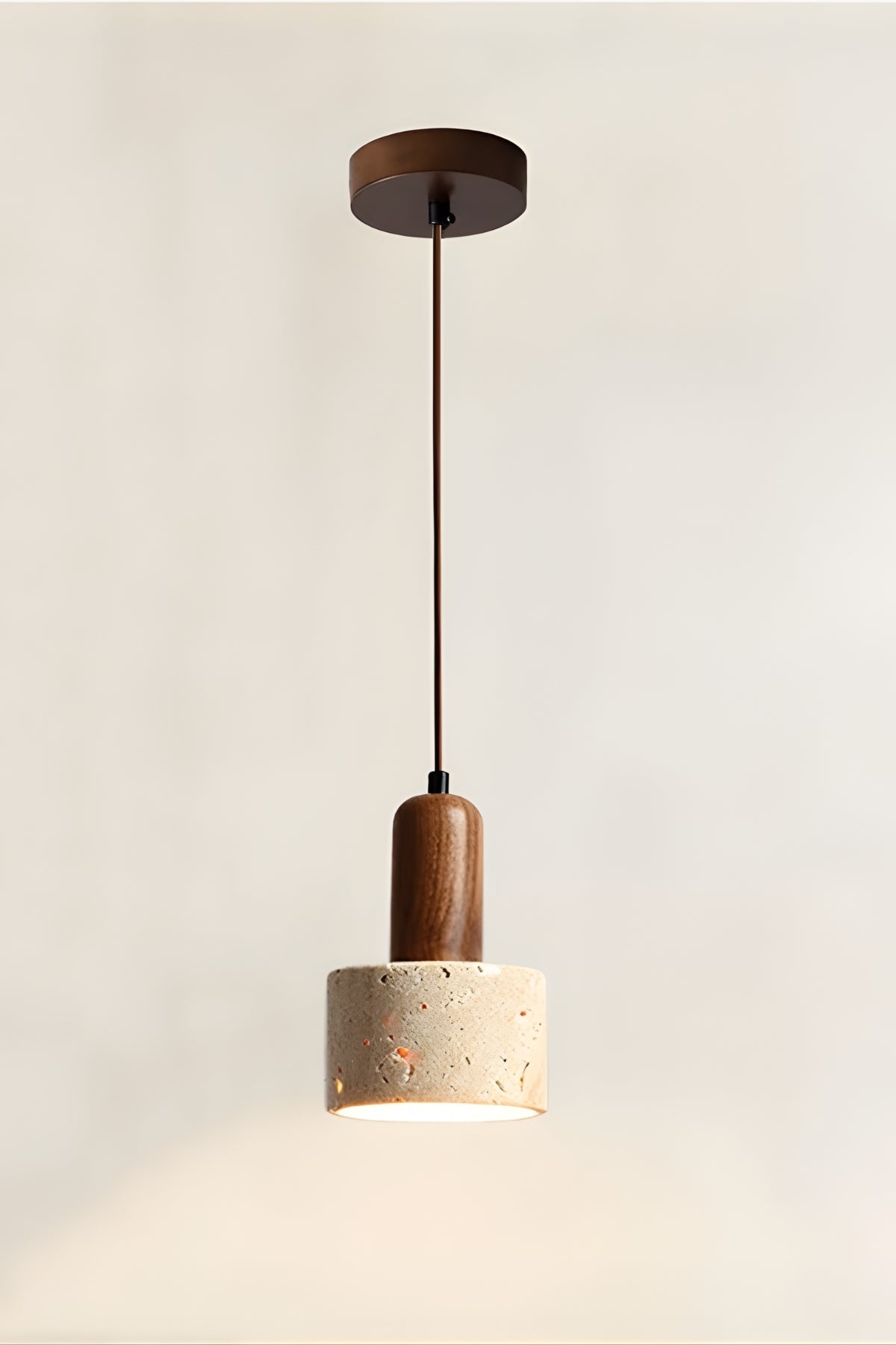 Selvorin Doğal Traverten Ve Ahşap Detaylı Sarkıt Avize