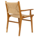 Sentetik Rattan İp Oturumlu Kolçaklı Teak Sandalye
