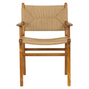Sentetik Rattan İp Oturumlu Kolçaklı Teak Sandalye