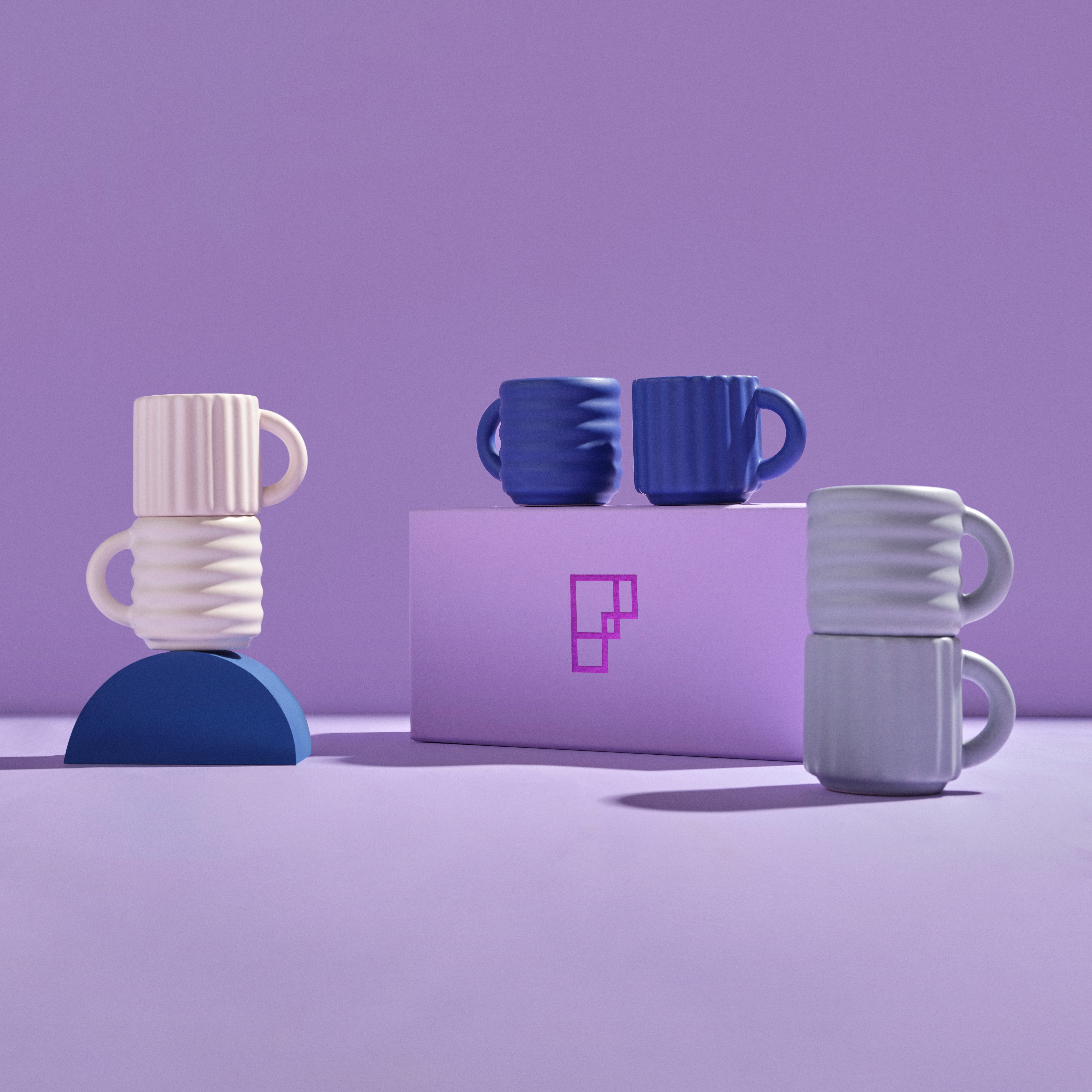 Seramik El Yapımı Espresso Fincani | Ripple 2'li Set-Fincan & Kupa-Form&Seek-beyaz-NowShopFun