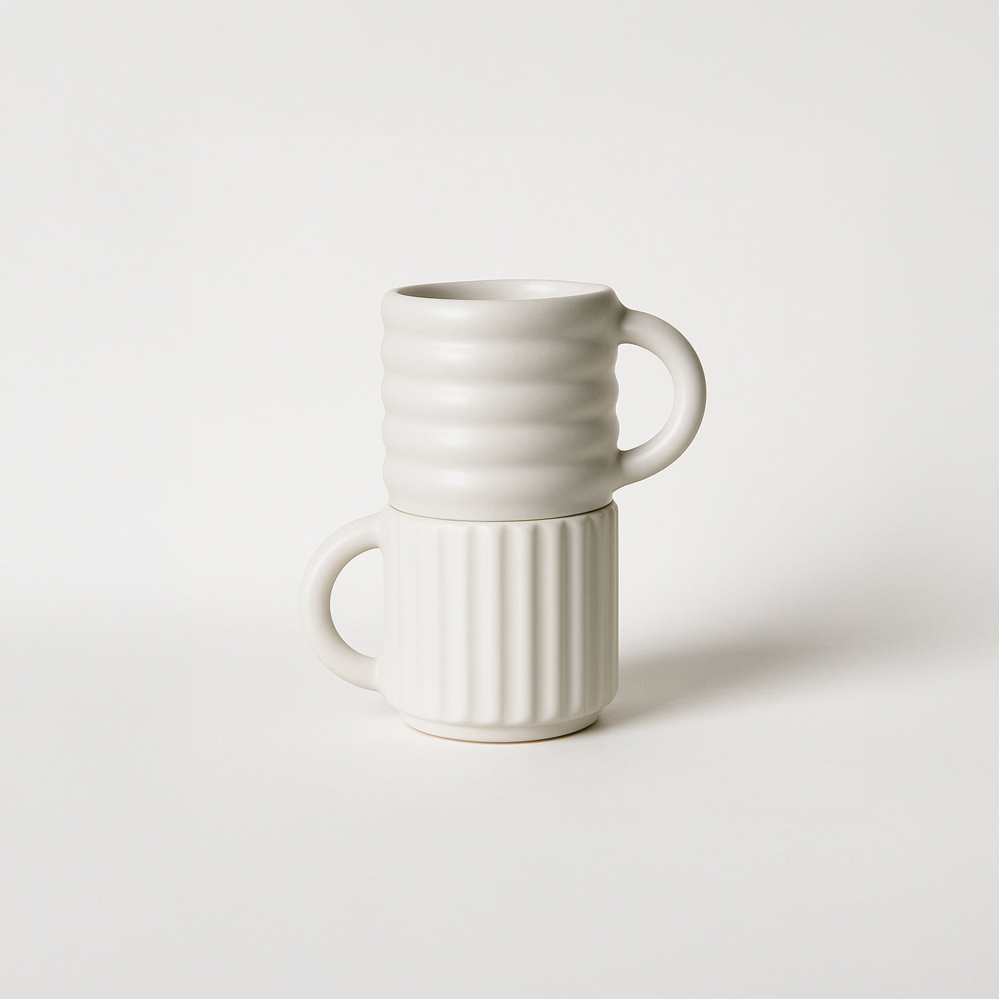 Seramik El Yapımı Espresso Fincani | Ripple 2'li Set-Fincan & Kupa-Form&Seek-beyaz-NowShopFun