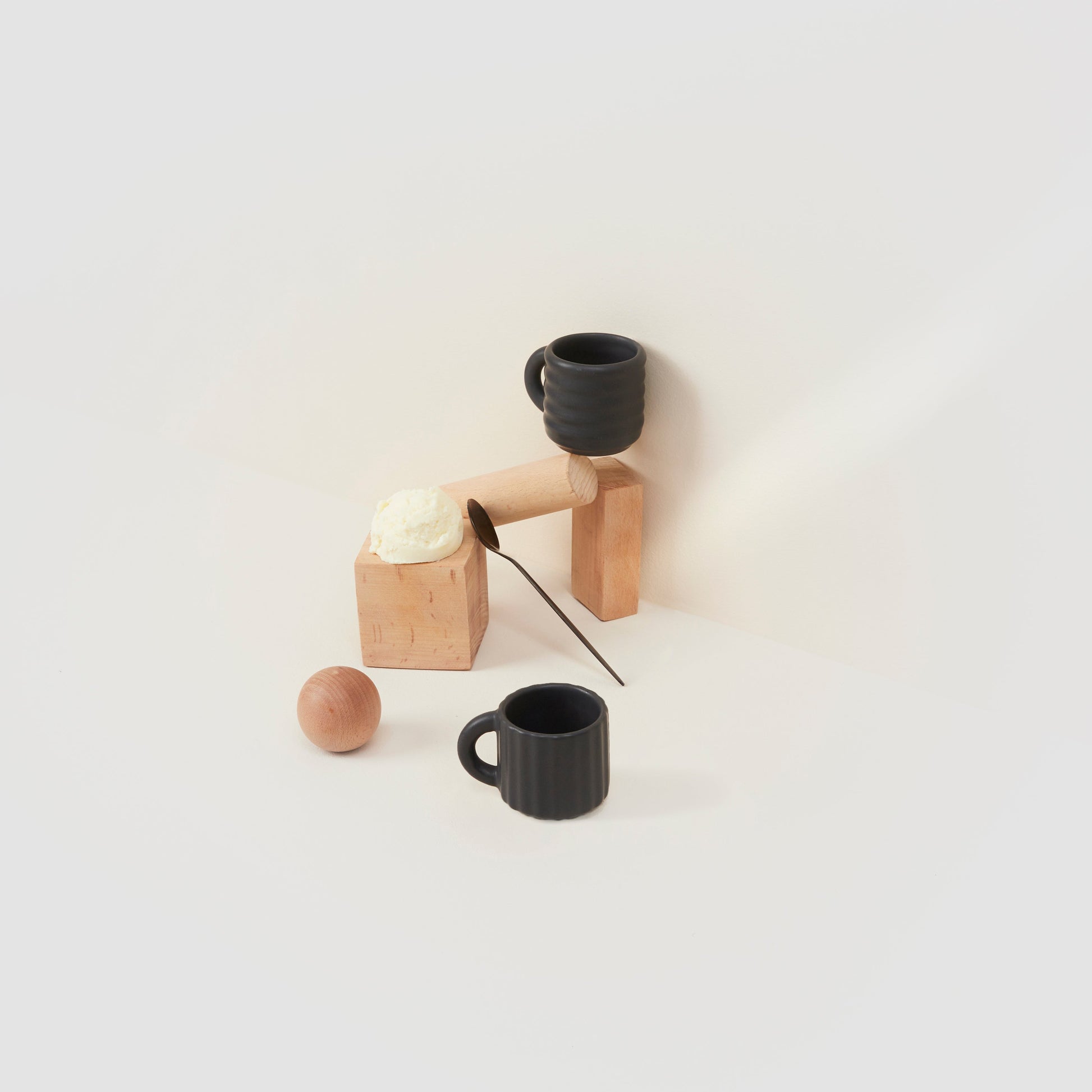 Seramik El Yapımı Espresso Fincani | Ripple 2'li Set-Fincan & Kupa-Form&Seek-beyaz-NowShopFun