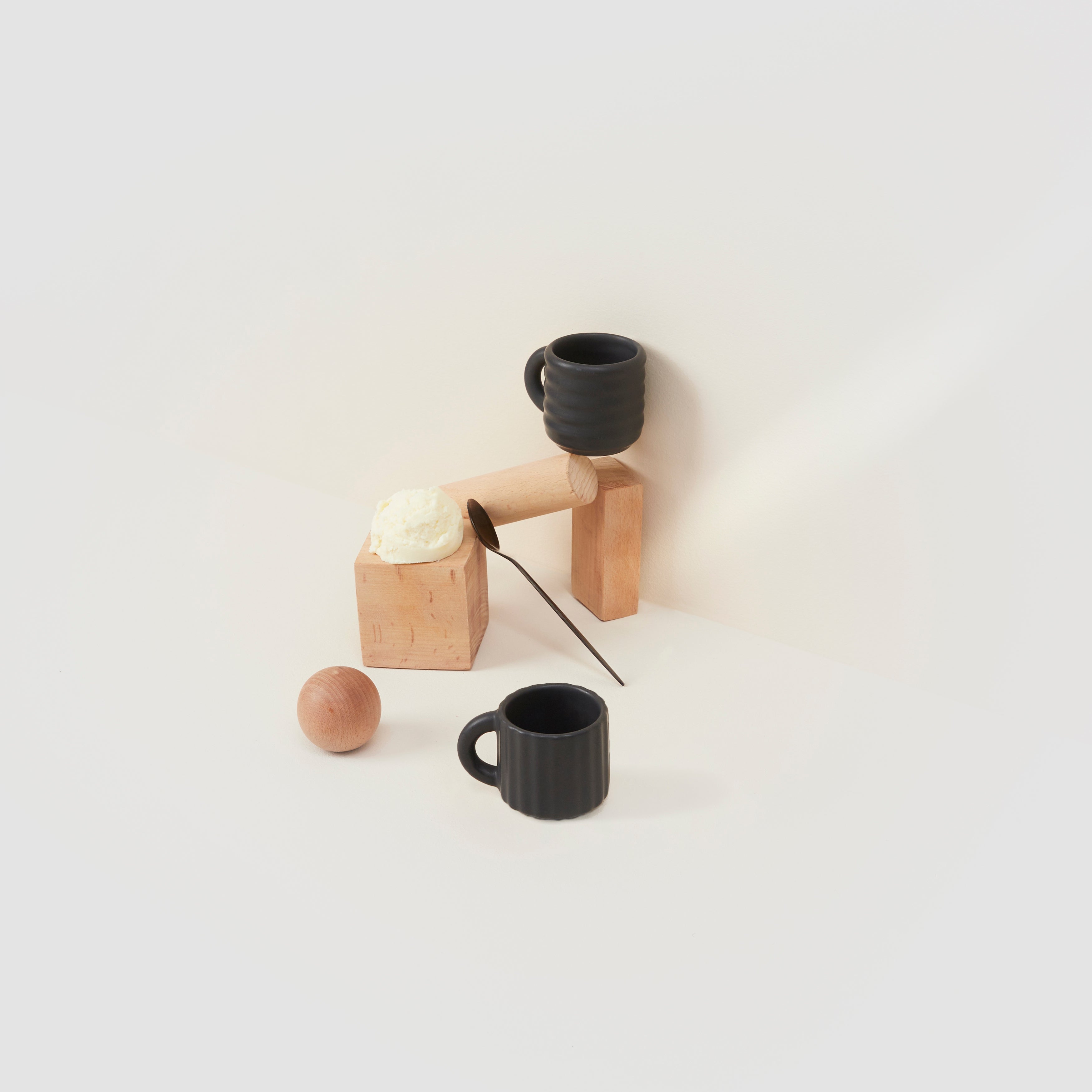 Seramik El Yapımı Espresso Fincani | Ripple 2'li Set-Fincan & Kupa-Form&Seek-beyaz-NowShopFun