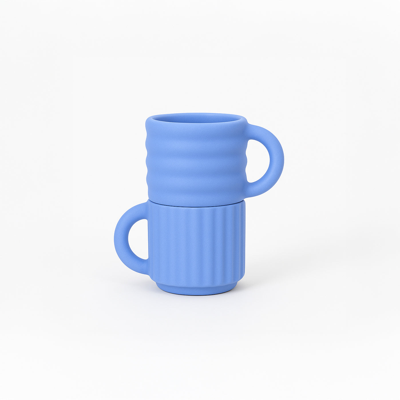 Seramik El Yapımı Espresso Fincani | Ripple 2'li Set-Fincan & Kupa-Form&Seek-acik mavi-NowShopFun