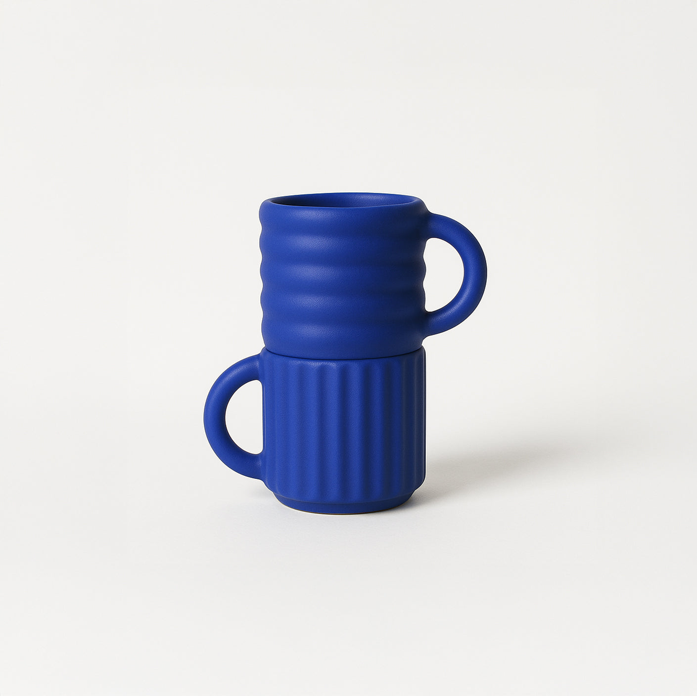 Seramik El Yapımı Espresso Fincani | Ripple 2'li Set-Fincan & Kupa-Form&Seek-koyu mavi-NowShopFun