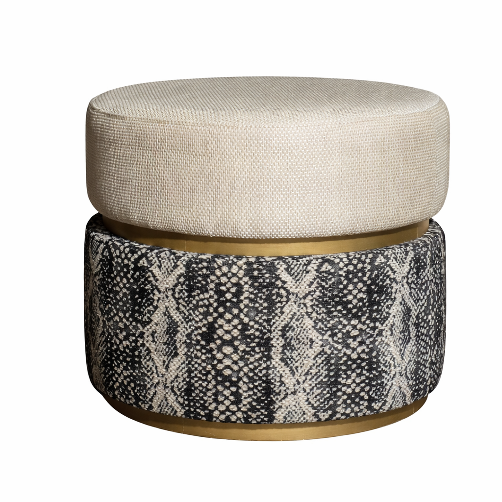 Serpente Jakarlı Şönil Yuvarlak Puf