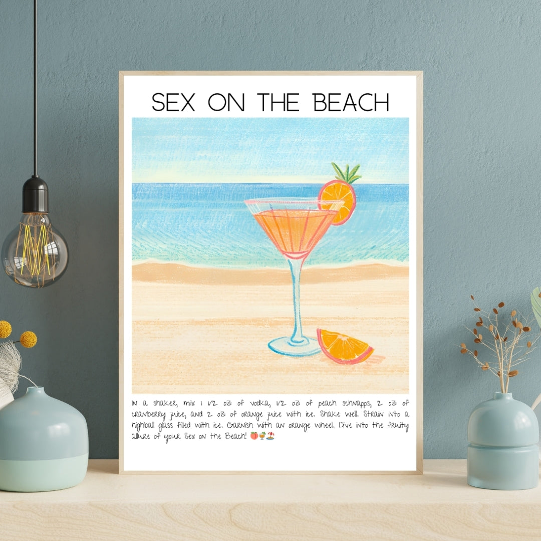 Sex On The Beach Cocktail Art Print Tasarım Poster-Tablo-Muff Atelier-21x30cm-NowShopFun