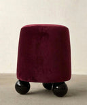 Sfera Kadife Bordo Siyah Parlak Lake Ayaklı Puf-Puf-Cipretti-NowShopFun