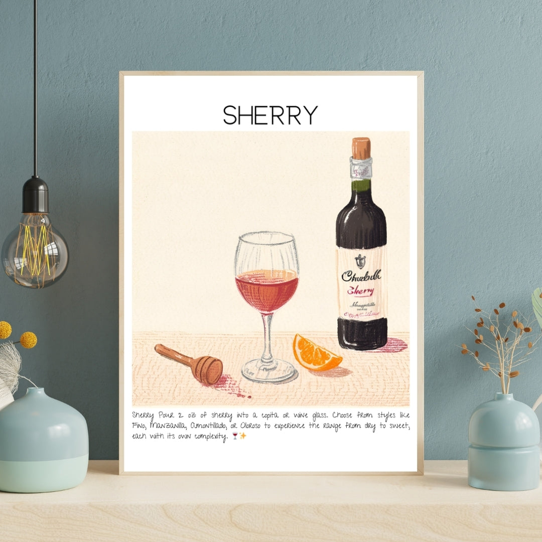 Sherry Cocktail Art Print Tasarım Poster-Tablo-Muff Atelier-21x30cm-NowShopFun