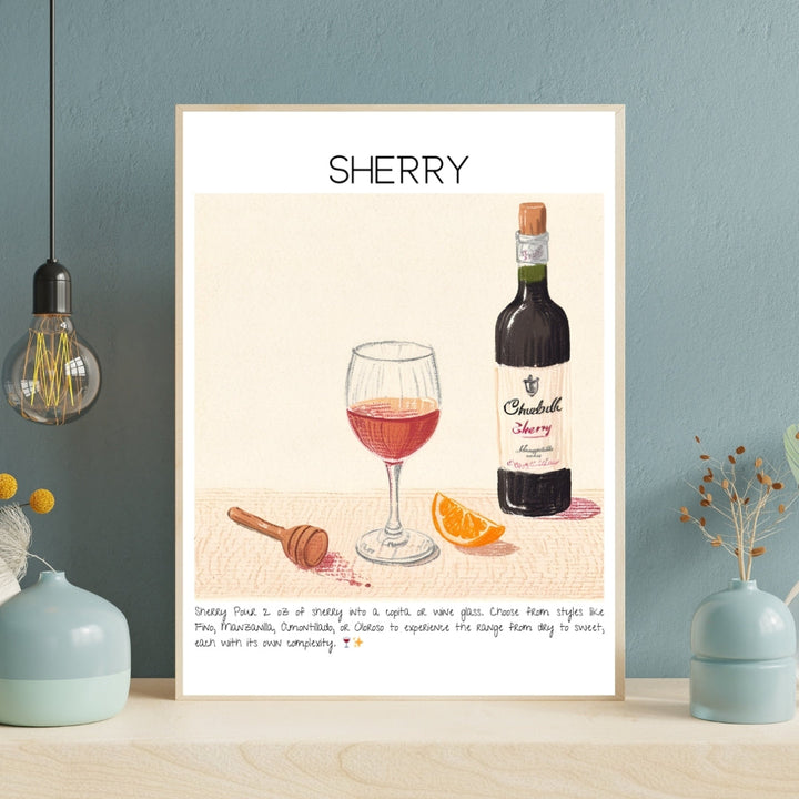 Sherry Cocktail Art Print Tasarım Poster-Tablo-Muff Atelier-21x30cm-NowShopFun