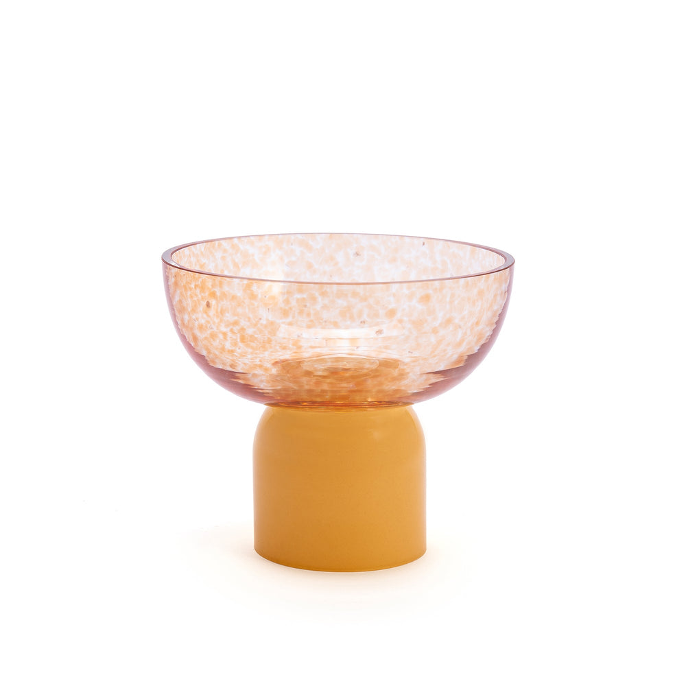 Shroomy-Serving-DEYA-14 cm height x 16 cm width-Peach & Apricot-Mouth-blown glass-NowShopFun