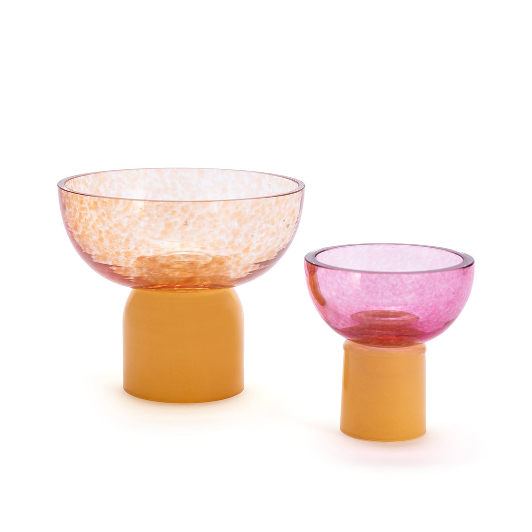 Shroomy-Serving-DEYA-14 cm height x 16 cm width-Peach & Apricot-Mouth-blown glass-NowShopFun