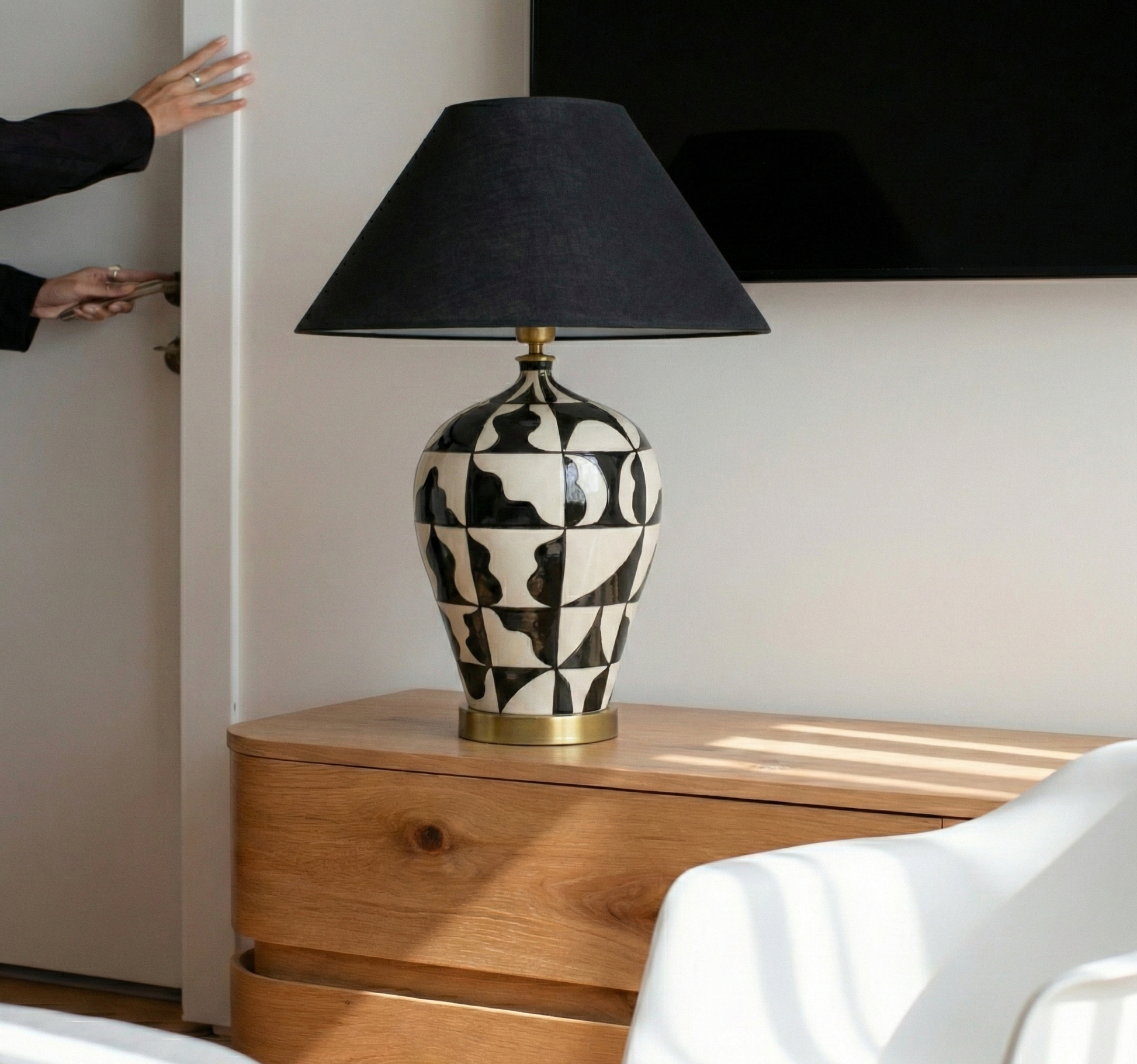 Sienna El Yapımı Seramik Abajur Lacivert-Abajur-Pinot Interior-NowShopFun