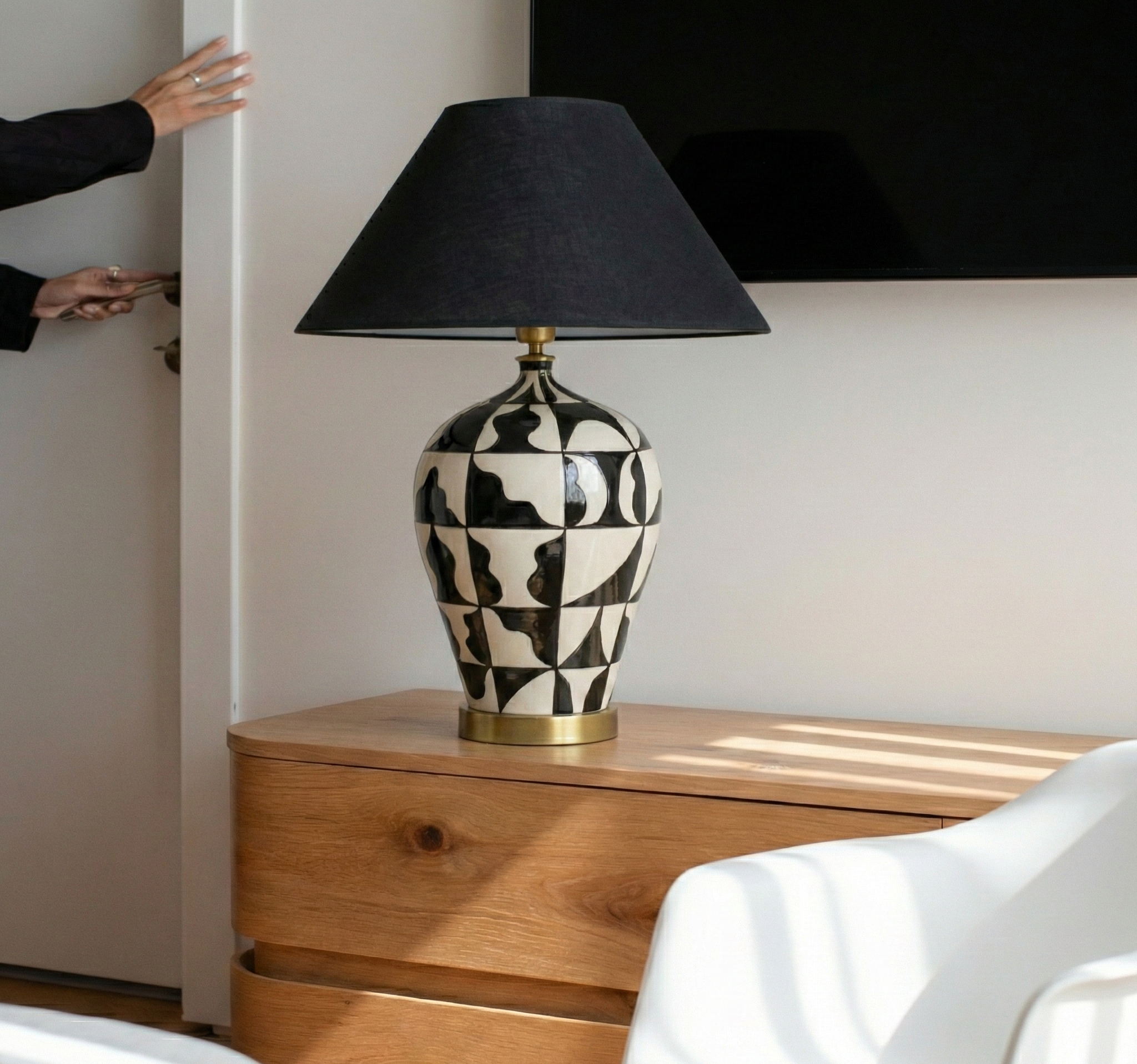 Sienna El Yapımı Seramik Abajur Lacivert-Abajur-Pinot Interior-NowShopFun