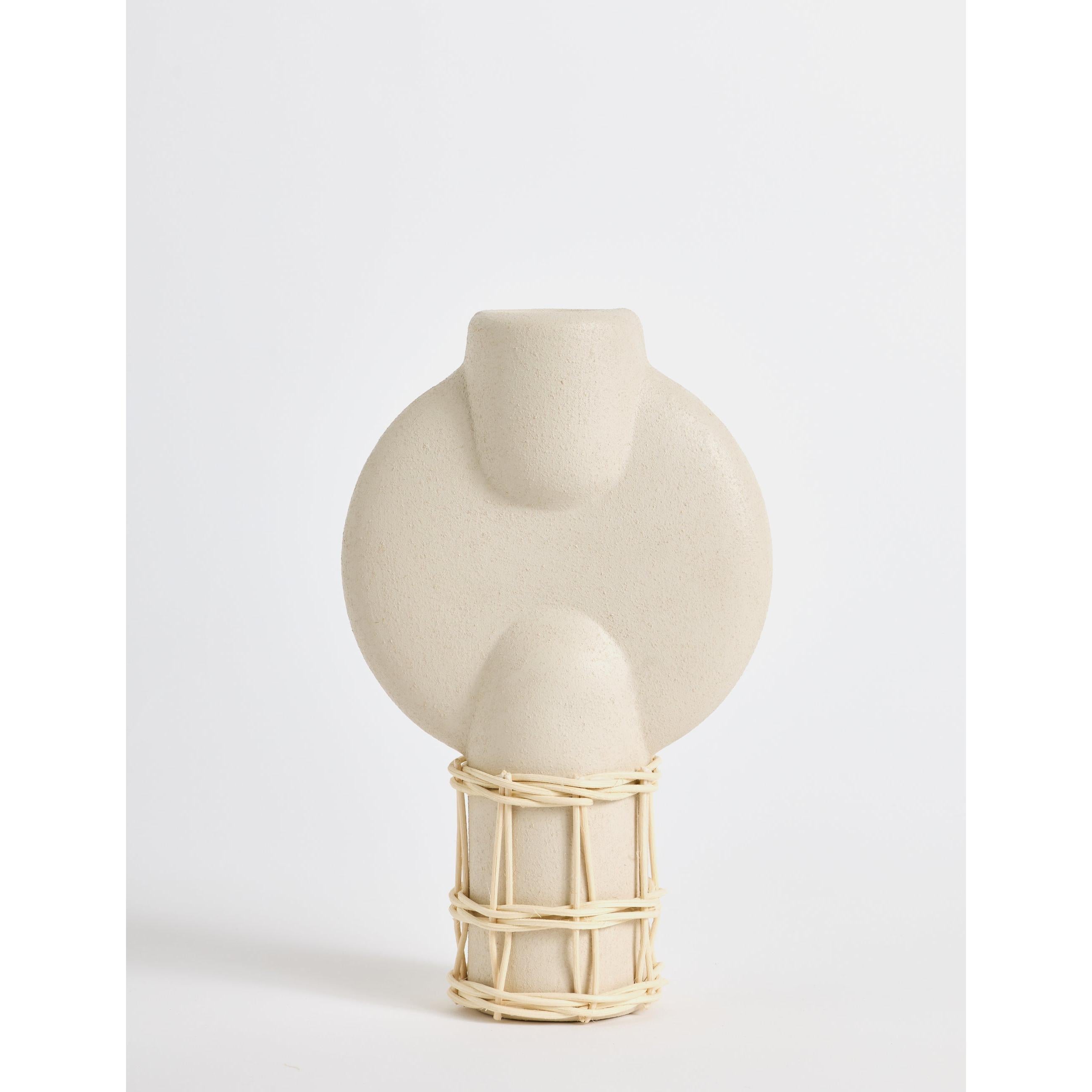 Silindir Doğal Hasır Örgülü Terakota Vazo