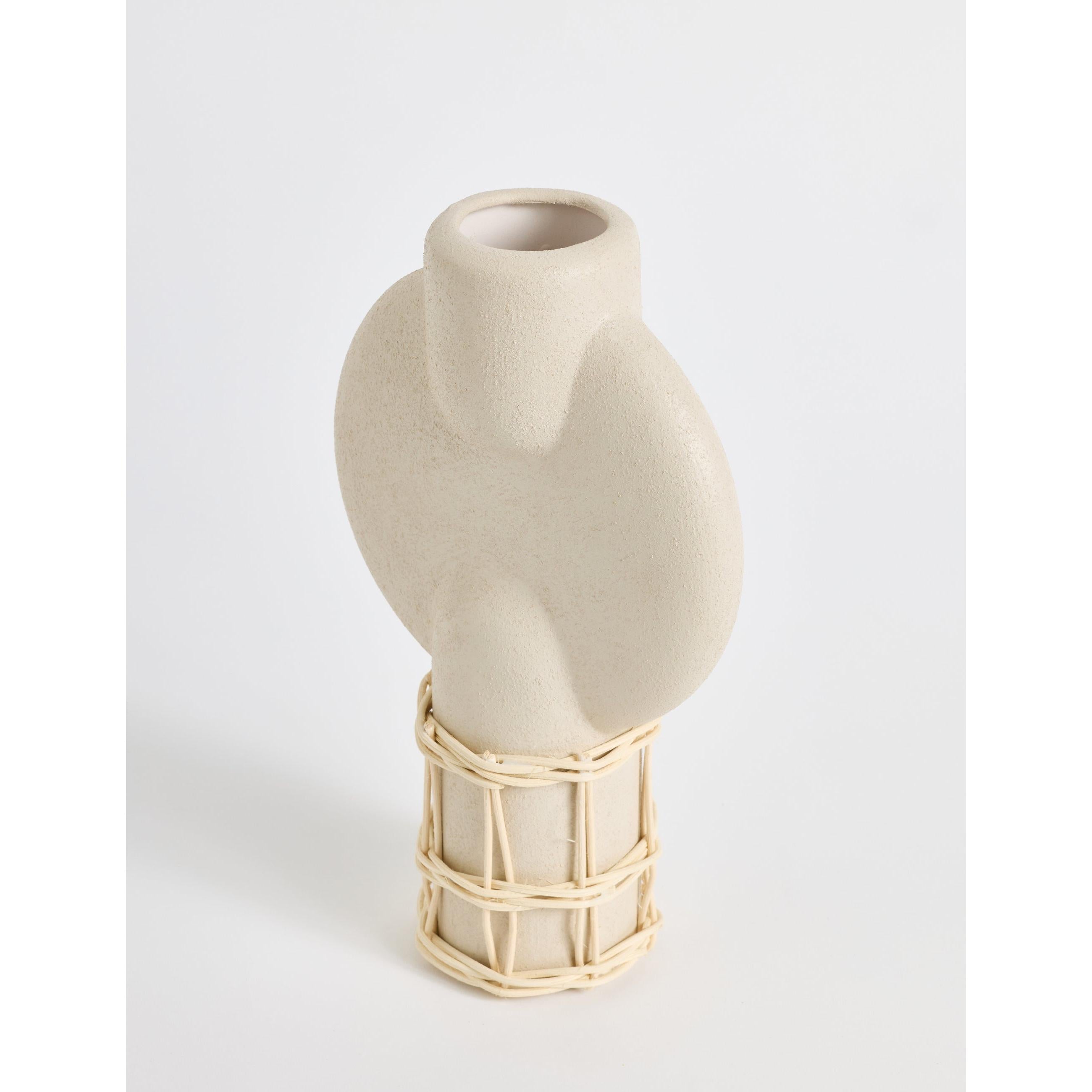 Silindir Doğal Hasır Örgülü Terakota Vazo