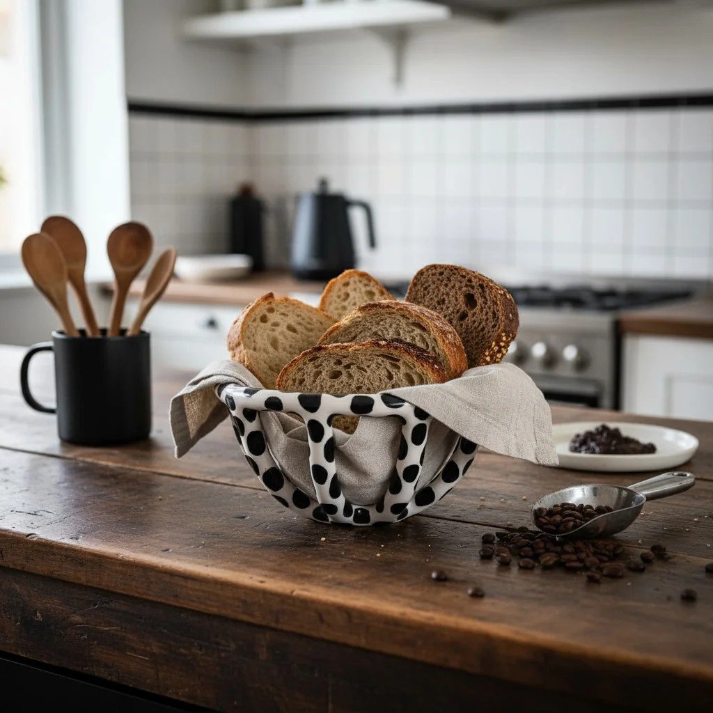 Siyah Benekli Seramik Sepet