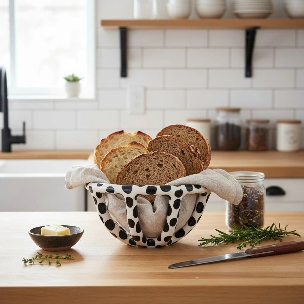 Siyah Benekli Seramik Sepet