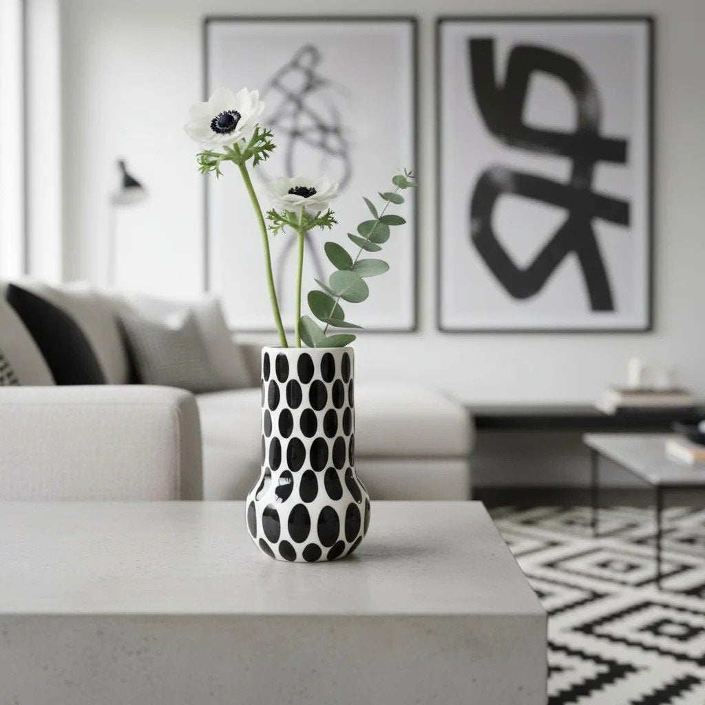 Siyah Benekli Seramik Vazo