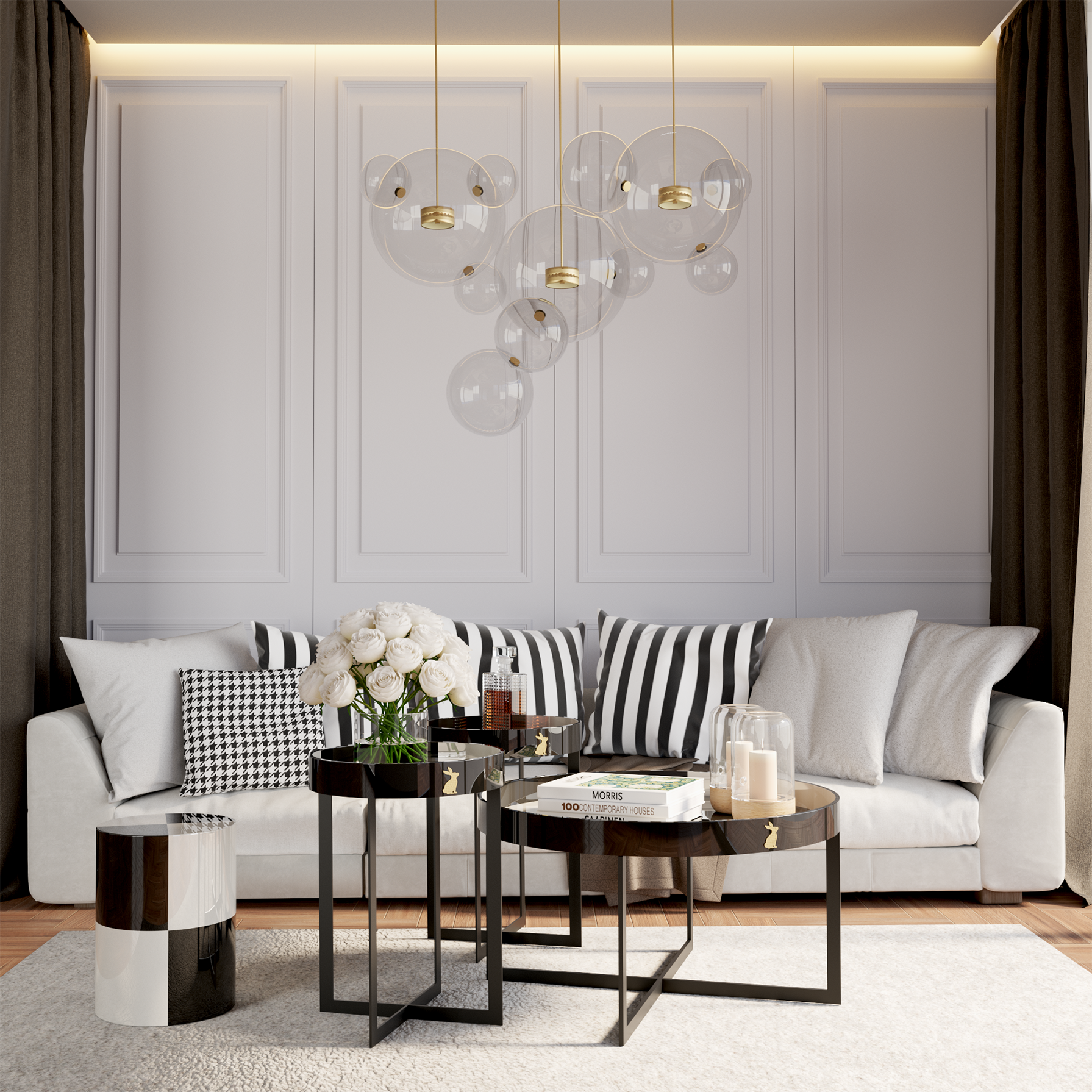 Siyah Beyaz Damalı Orta Sehpa