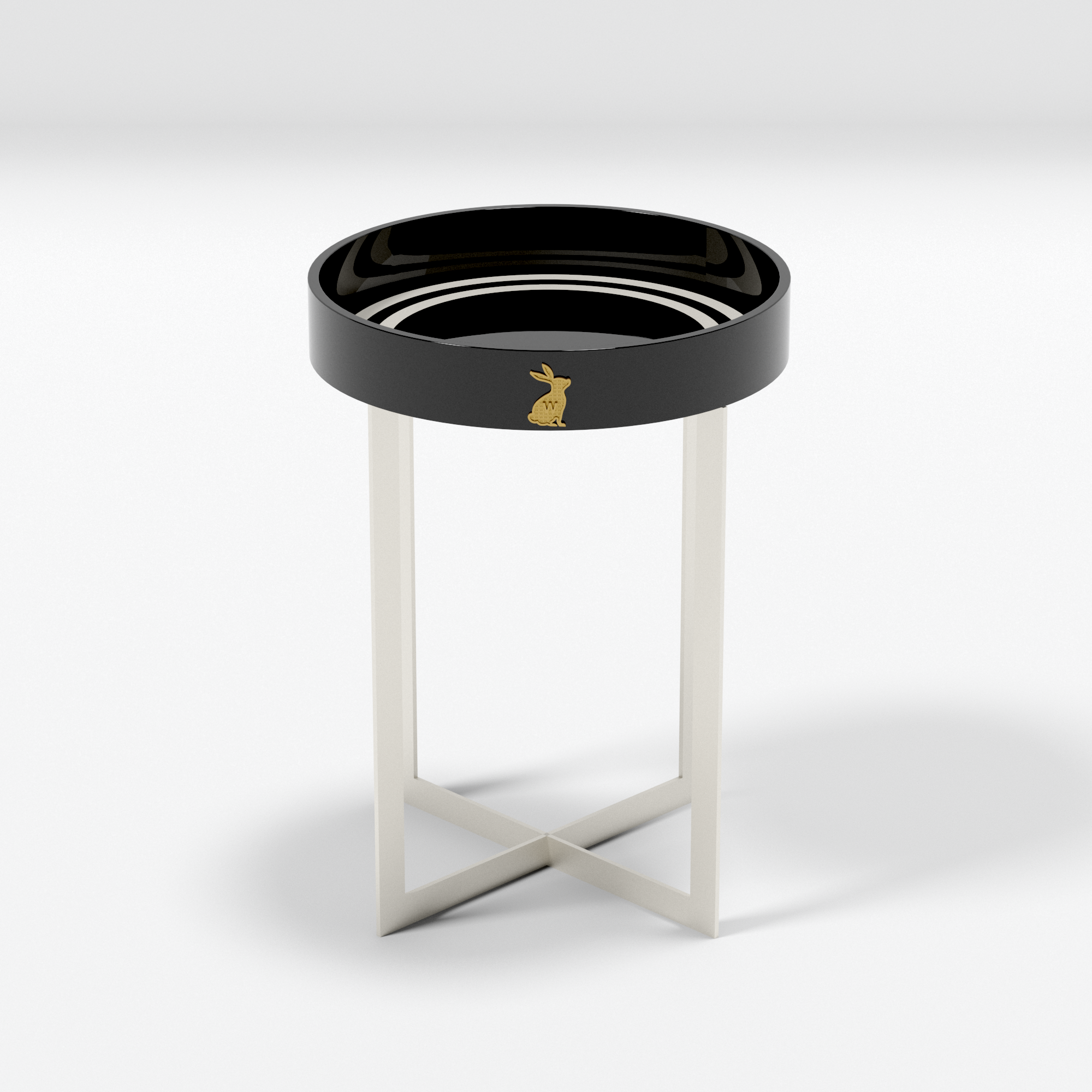 Siyah Beyaz Lake Sehpa