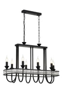 Avonni AV-1890-8Y-BSY Siyah Boya Modern Avize E14 Metal Kristal H: 100 cm, WxD: 80x40 cm-Avonni-NowShopFun