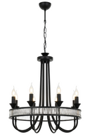 Avonni AV-1890-8BSY Siyah Boya Modern Avize E14 Metal Kristal H: 110 cm, Ø: 60 cm-Avonni-NowShopFun